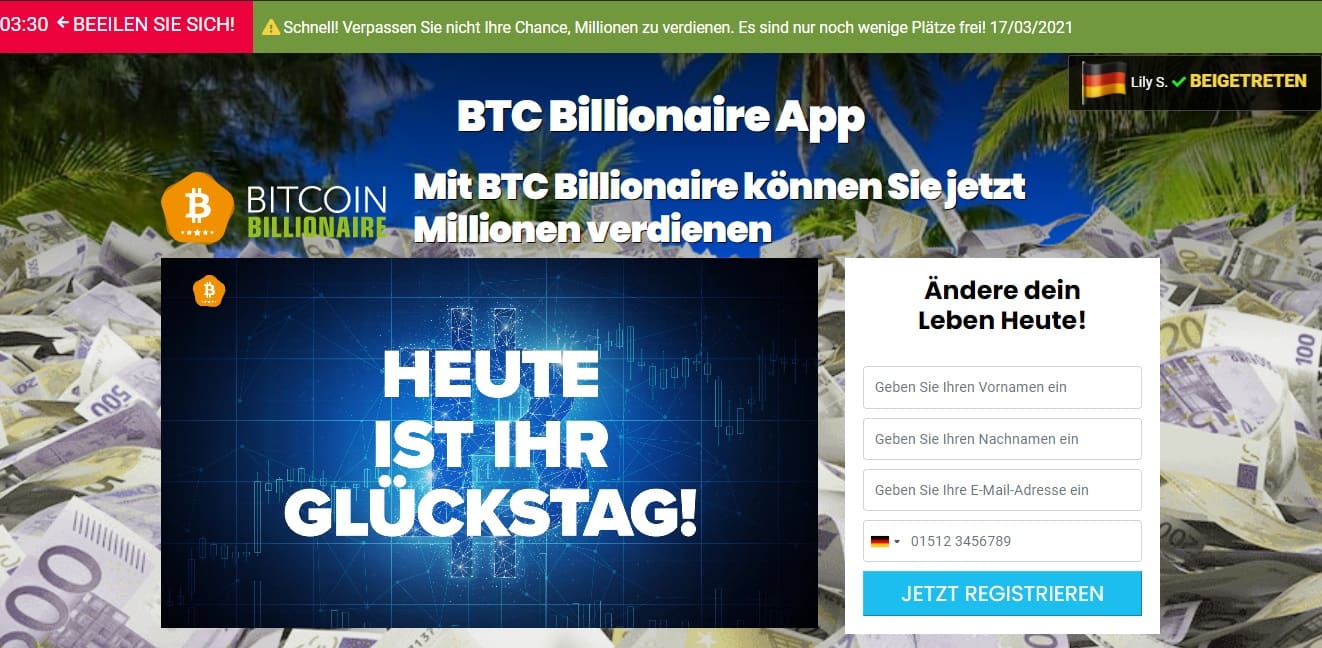 Bitcoin Trading Roboter - Bitcoin Billionaire Bewertung, Ist Bitcoin Billionaire Betrug oder vertrauenswürdig / seriös?
