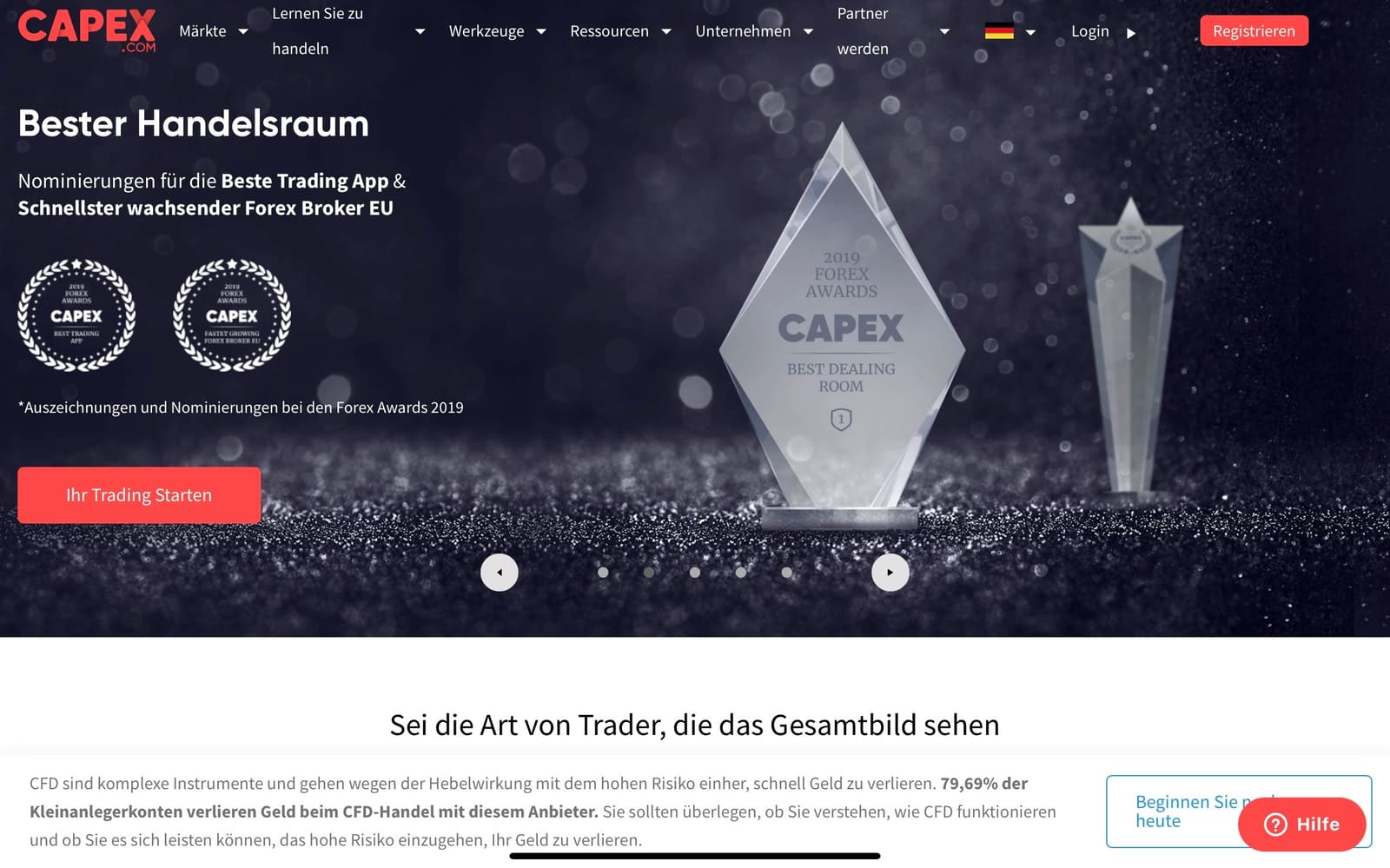 (Die offizielle Webseite von CAPEX.com)